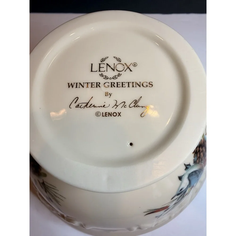 Vintage Lenox Footed Candy Dish -Winter Greetings by Catherine McClung